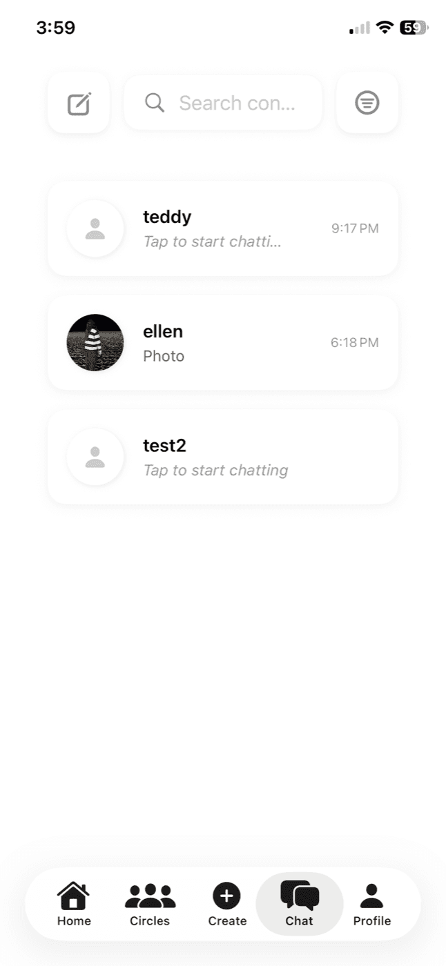 digi-cam direct message list screen